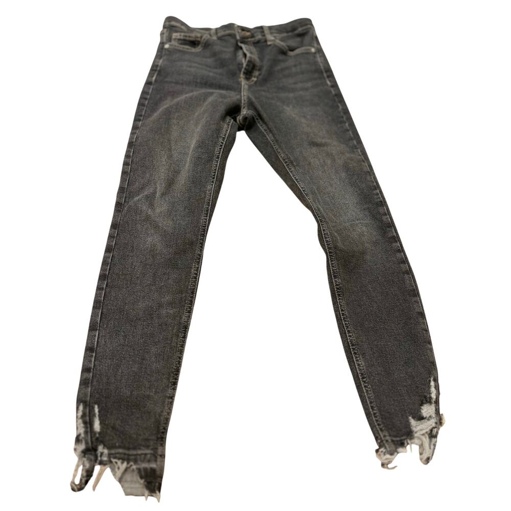 Topshop Jamie Black High Rise Skinny Jeans W30 L30 Raw Hem